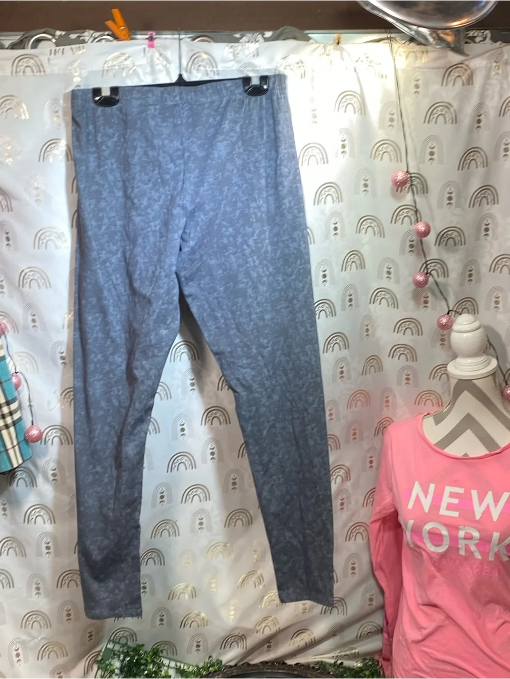 No Boundaries Heather Light Blue Girls' Stretch Leggings